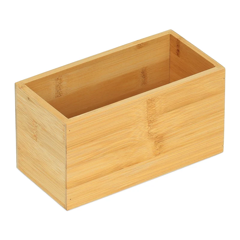 Boîte de rangement allongée multi-usages salle de bain bureau 30 x 15 x 10 cm en bambou naturel 13_0011414