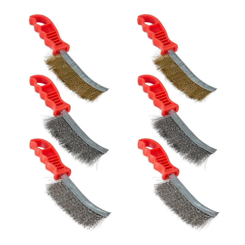 Lot de 6 brosses métalliques polyvalentes pour atelier jardin nettoyage efficace en acier inoxydable noir 13_0015558