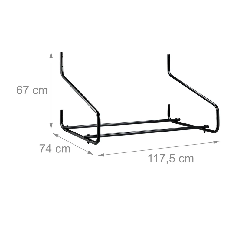 Étagère porte-pneus murale rangement peu encombrant 65 x 40 x 30 cm en acier noir 13_0015580