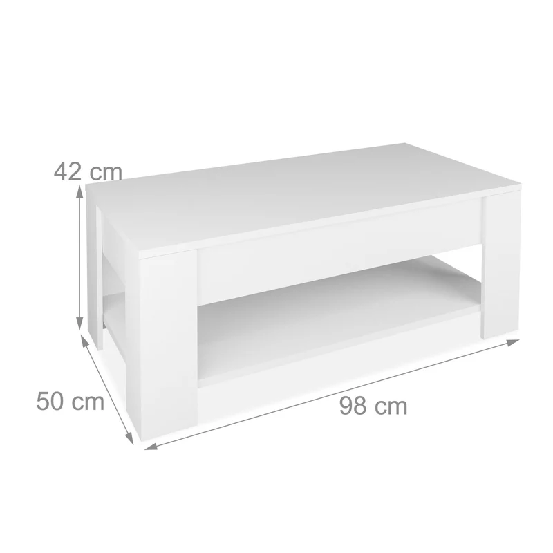 Table basse rectangulaire avec plateau relevable salon 42 x 98 x 50 cm pratique design industriel en aggloméré noir 13_0015732