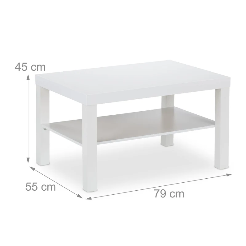 Table basse rectangulaire pratique espace salon 90 x 60 x 45 cm en MDF blanc 13_0016531