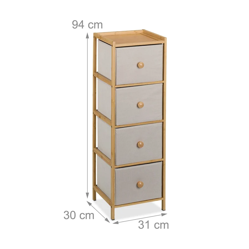 Commode à 4 tiroirs pratique rangement salon chambre 94 x 31 x 30 cm design élégant en bambou naturel 13_0015973