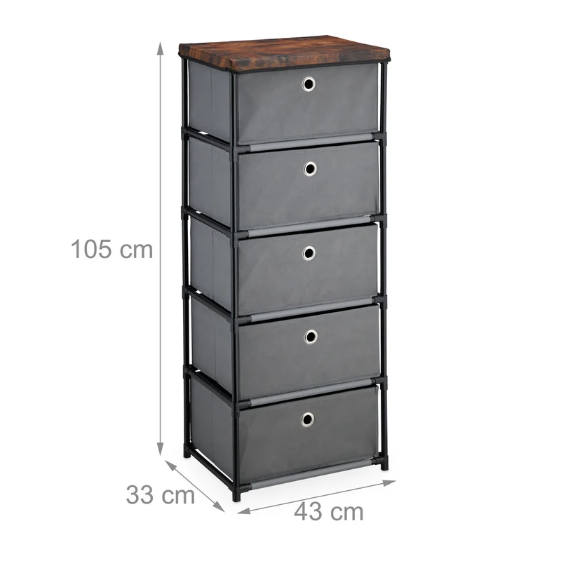 Commode à tiroirs pratique pour salon chambre entrée 105 x 43 x 33 cm design industriel en métal noir 13_0016361