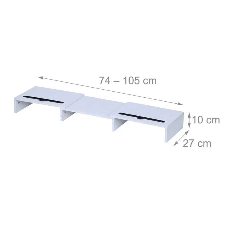 Support pour 2 écrans réglable bureau ergonomique améliore posture 85 x 20 x 10 cm en bois blanc 13_0017749