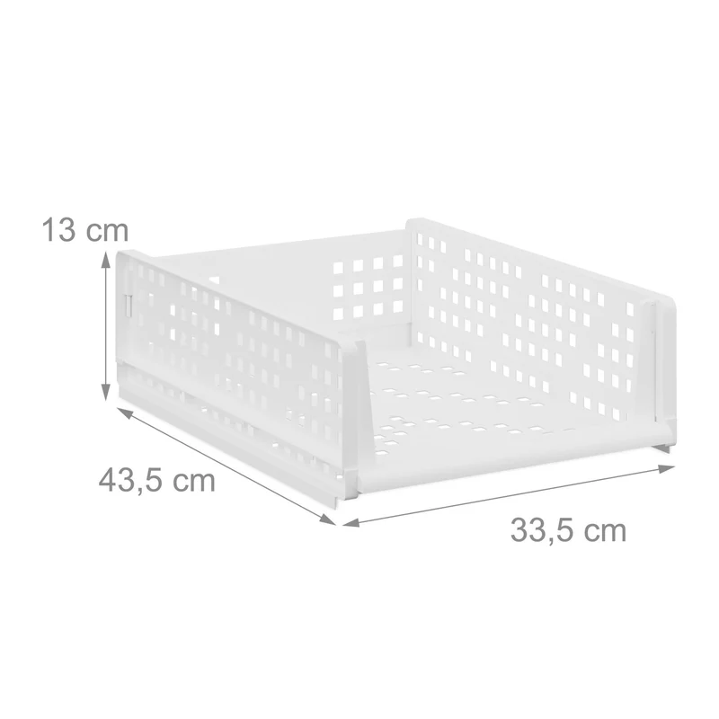 Lot de 3 bacs de rangement empilables pratiques pour vêtements salle de bain 13 x 33,5 x 43,5 cm en plastique blanc 13_0016315