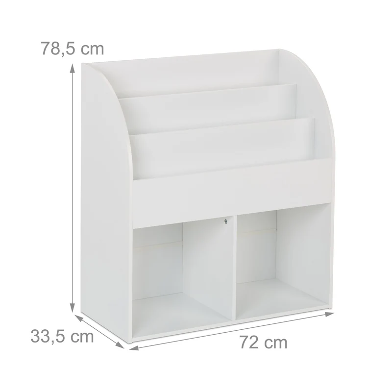 Bibliothèque enfant rangement pratique pour livres jouets 90 x 30 x 90 cm en bois blanc 13_0016387