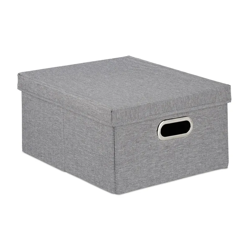Lot de 2 boîtes de rangement pliantes modernes 20,5 x 34,5 x 42 cm avec couvercle en polyester beige 13_0009789