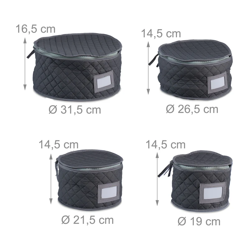 Lot de 6 boîtes de rangement pour vaisselle 30 x 20 x 15 cm protection rembourrée camping maison en tissu noir 13_0015930