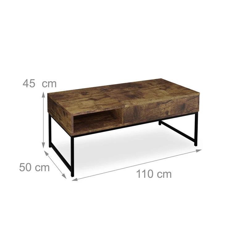 Table basse pliable moderne avec plateau relevable 60 x 110 x 77,5 cm en aggloméré blanc 13_0015738