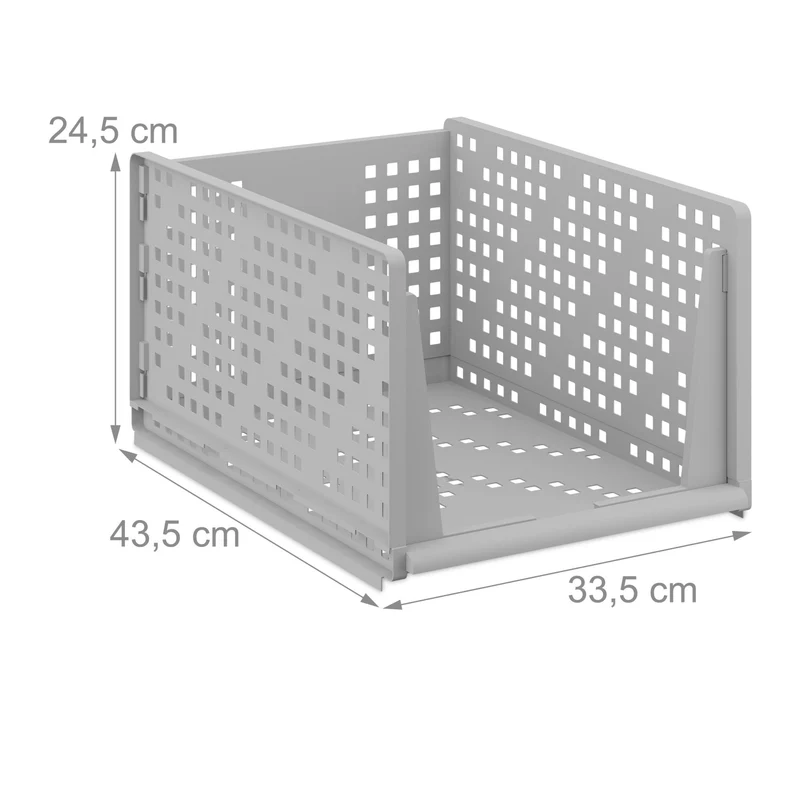 Lot de 3 bacs de rangement empilables pratiques pour vêtements salle de bain 13 x 33,5 x 43,5 cm en plastique blanc 13_0016314