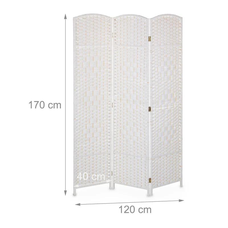Paravent à 3 volets pliable élégant décoration intérieure 150 x 170 x 3 cm en bois blanc 13_0012850