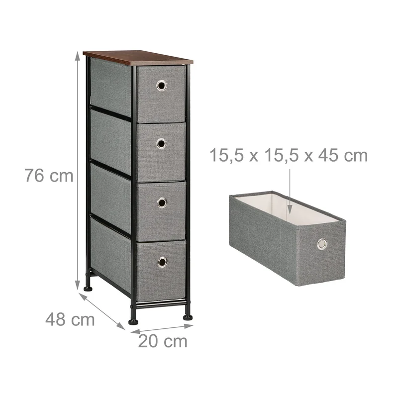 Commode étroite de rangement pratique 90 x 40 x 80 cm style industriel moderne en bois effet gris 13_0015042