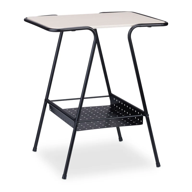 Table d’appoint moderne avec porte-revues salon chambre 60 x 30 x 40 cm en MDF noir 13_0011082