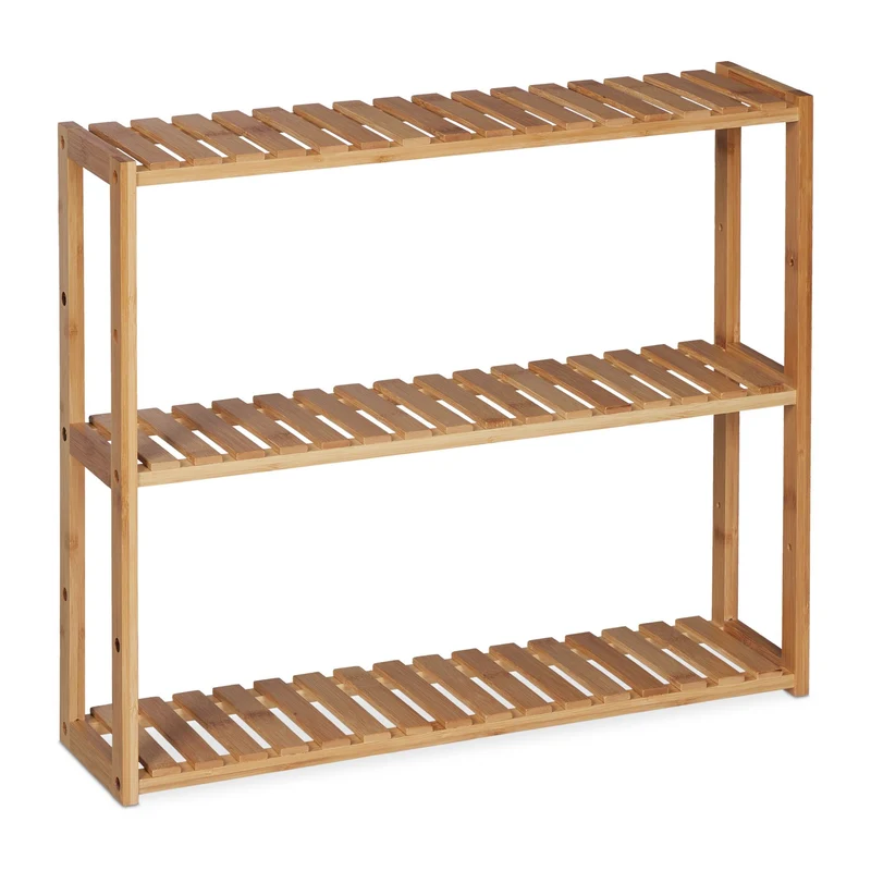 Etagère murale étroite flexible 3 étagères réglables 100 x 30 x 15 cm en bambou naturel 13_0009992