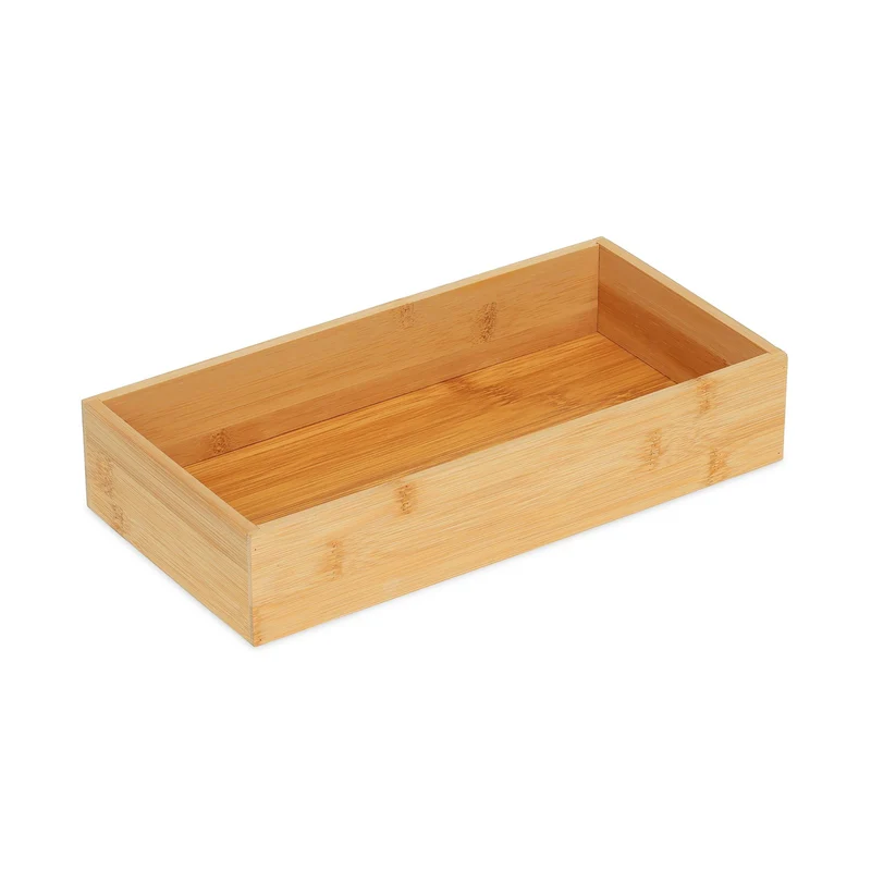 Boîte de rangement rectangulaire multi-usages cuisine bureau salle de bain 30 x 20 x 10 cm en bambou naturel 13_0011368