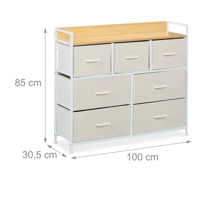 Commode de rangement 85 x 100 x 30,5 cm 7 tiroirs en tissu pour livres vêtements en MDF gris 13_0015980