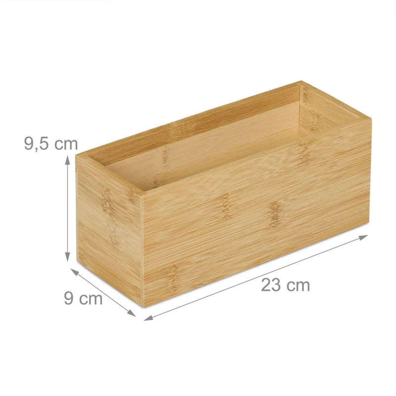 Lot de 2 boîtes de rangement ouvertes polyvalentes pour salle de bain bureau 28 x 20 x 12 cm en bambou naturel 13_0016275