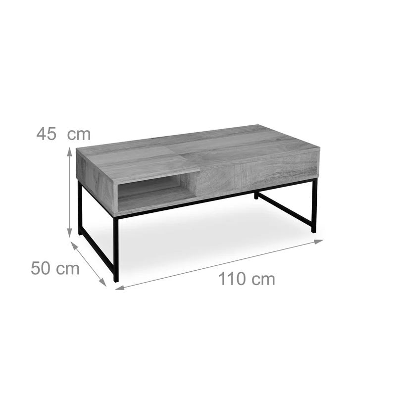 Table basse pliable moderne avec plateau relevable 60 x 110 x 77,5 cm en aggloméré blanc 13_0015739