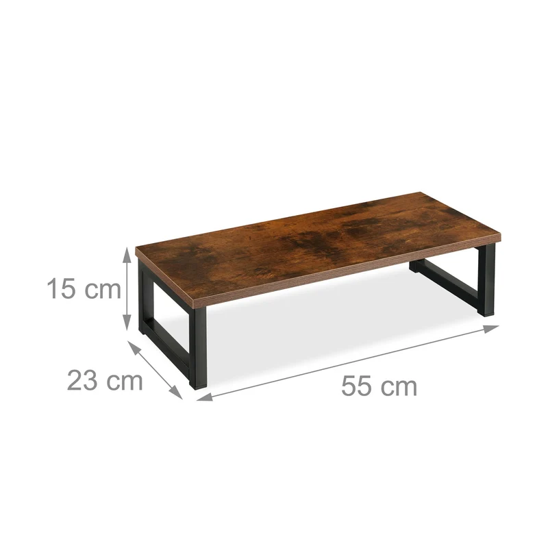 Support écran PC pratique ergonomique 15 x 55 x 23 cm design industriel en MDF noir 13_0013825