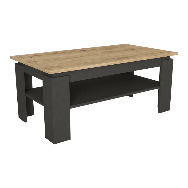 Table basse console d'appoint 110 x 60 x 47 cm anthracite effet chêne 03_0010810