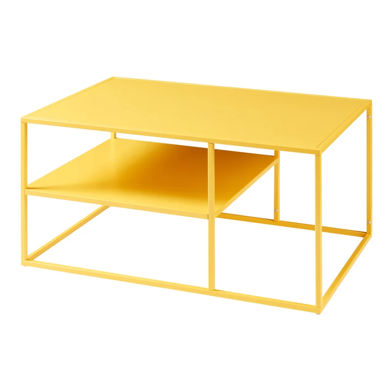 Table basse console d'appoint salon rectangulaire 45 x 90 x 60 cm jaune 03_0010858