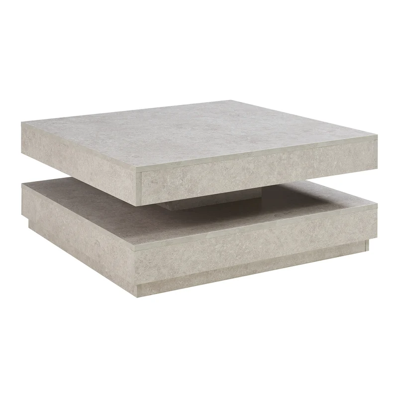 Table basse console d'appoint 76 x 76 x 38 cm effet béton clair 03_0010791
