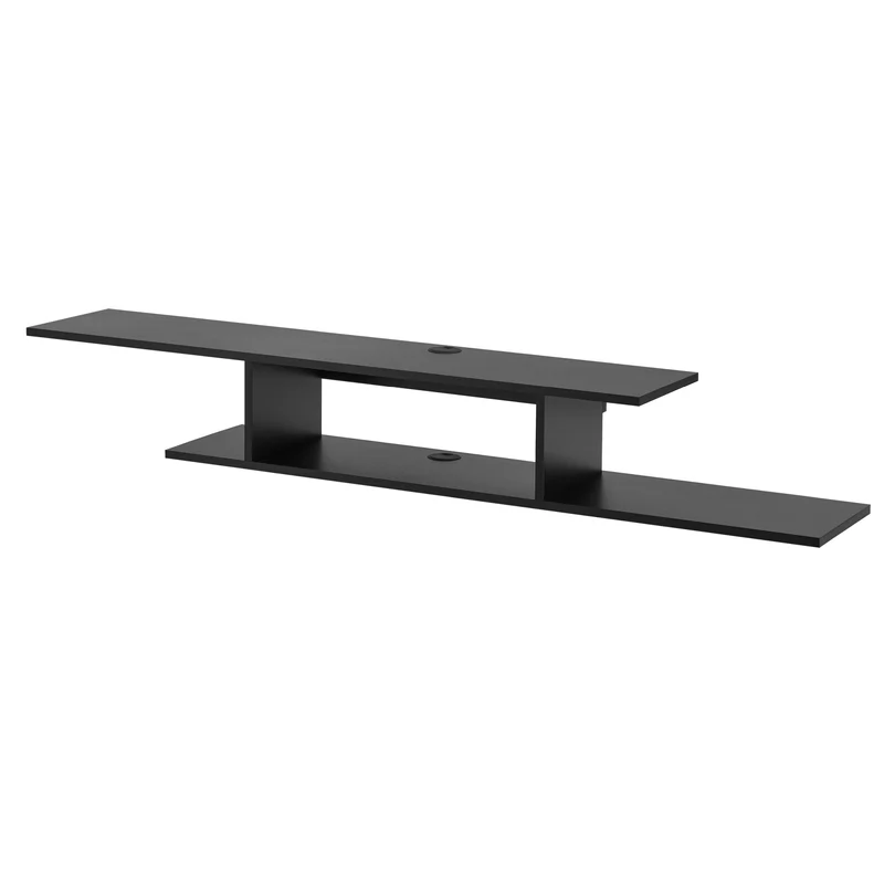 Étagère design intemporel salon chambre meuble de rangement murale pour TV 21 x 150 x 25 cm noir 03_0011274