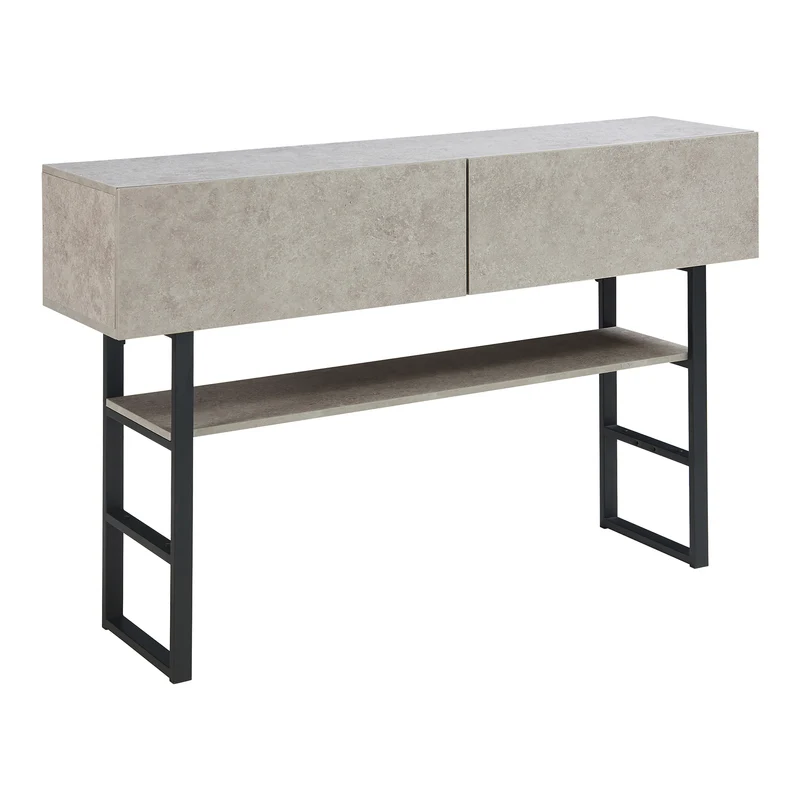 Table console 75 x 120 x 30 cm noir effet béton clair 03_0010887