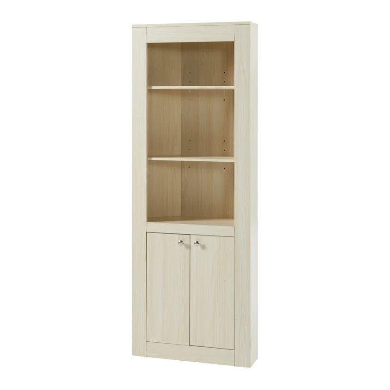 Armoire étagère meuble de rangement d'angle avec 2 portes et 5 étagères panneau de particules 170 x 62 x 30 cm effet chêne 03_0008866