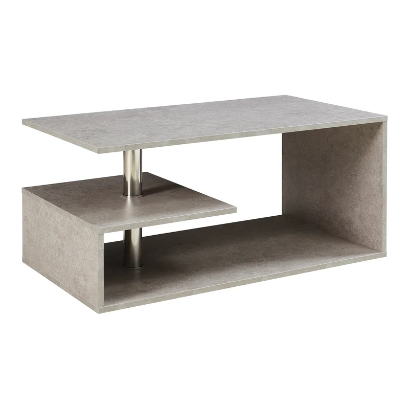 Table basse console d'appoint 90 x 50 x 41 cm effet béton clair 03_0010794