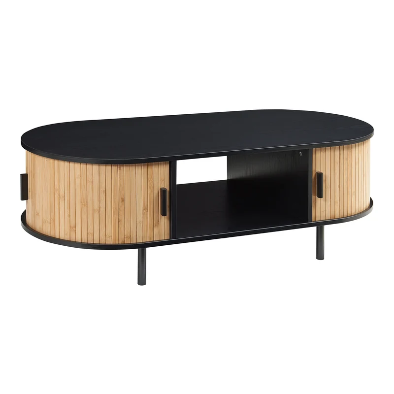 Table basse console d'appoint 120 x 55 x 40 cm bambou naturel noir 03_0010866