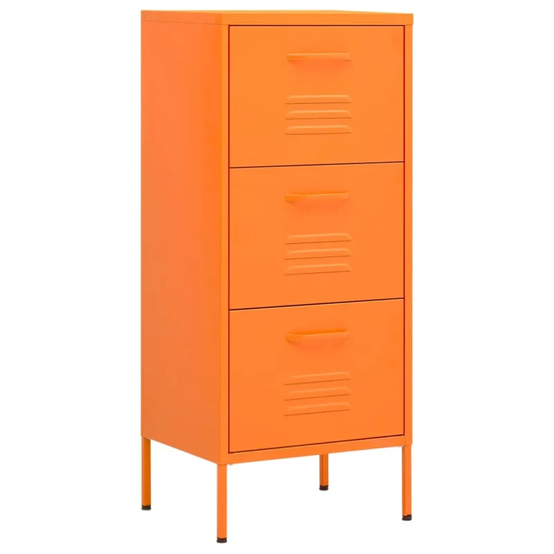 Armoire de rangement pratique 42,5 x 35 x 101,5 cm avec tiroirs extensibles design contemporain en acier orange 02_0046871