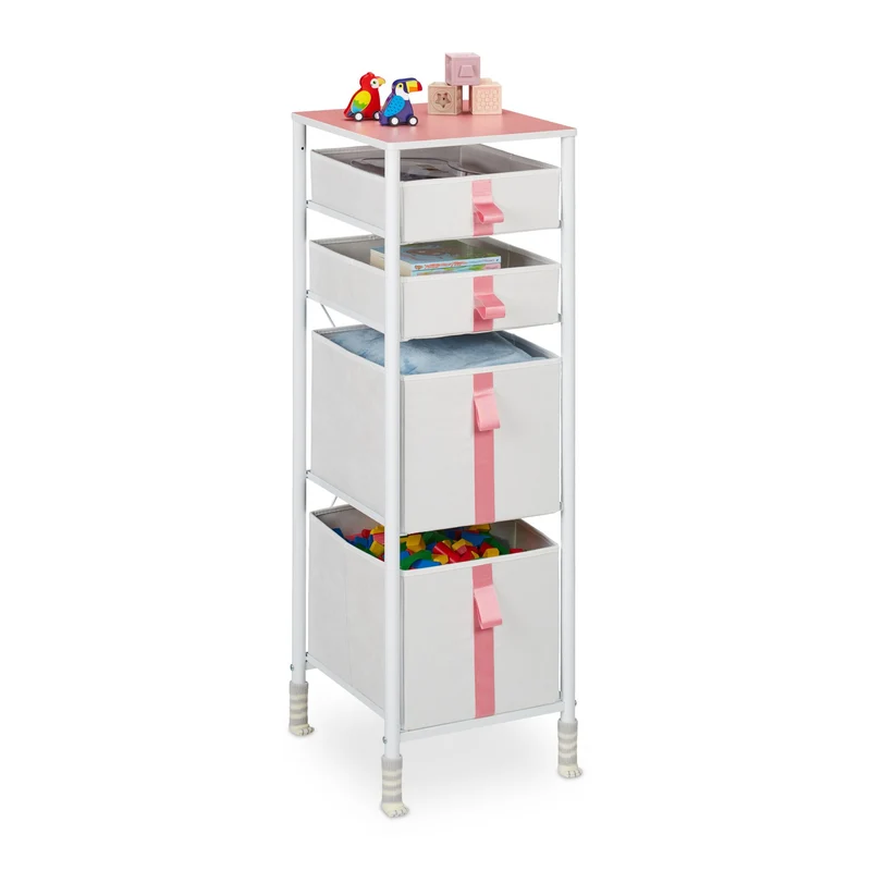 Commode de rangement enfants 4 tiroirs pratique 94 x 40 x 80 cm design mignon en MDF blanc 13_0014584