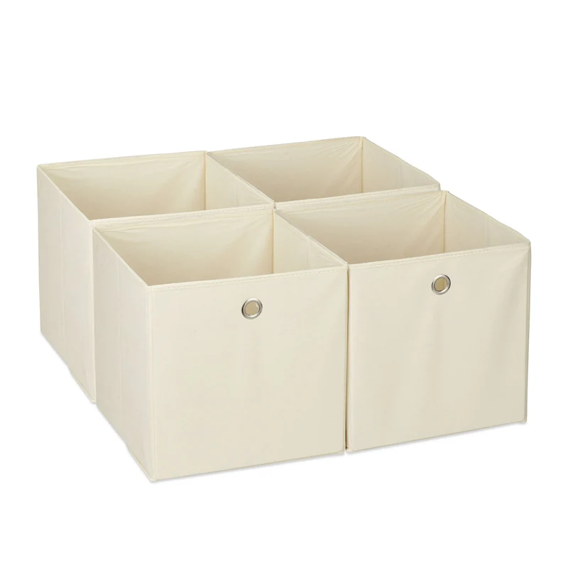 Lot de 4 bacs de rangement pliables pratiques chambre salon 30 x 30 x 30 cm en tissu gris 13_0014538