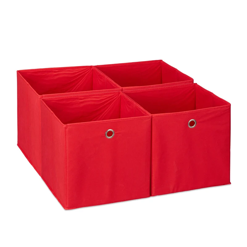 Lot de 4 bacs de rangement pliables pratiques chambre salon 30 x 30 x 30 cm en tissu gris 13_0014534