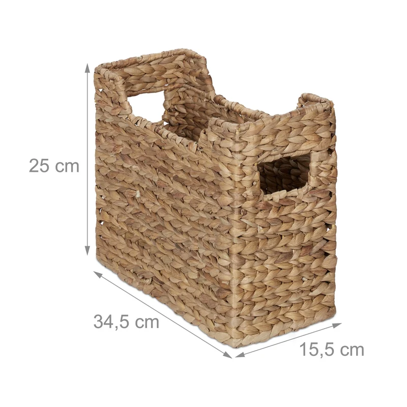Range-revues en jacinthe d'eau design naturel tressé bureau 30 x 20 x 30 cm avec poignées en jacinthe d'eau 13_0014908