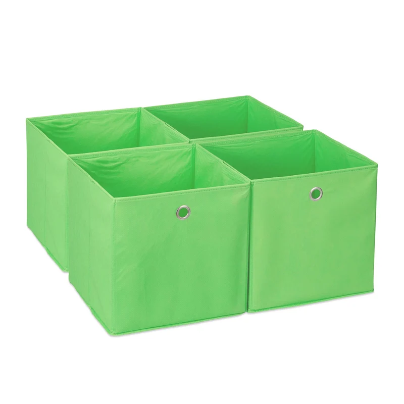 Lot de 4 bacs de rangement pliables pratiques chambre salon 30 x 30 x 30 cm en tissu gris 13_0014536