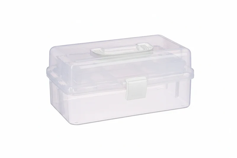 Boîte de rangement transparente pratique 14,5 x 33 x 19 cm avec 9 compartiments rangement polyvalent en plastique transparent 13_0014400