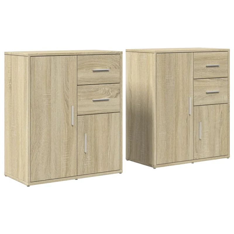 Buffet bahut commode armoire meuble de rangement organisateur cuisine salle de séjour salons lot de 2 sonoma 60 x 31 x 70 cm bois d'ingénierie marron 02_0036816
