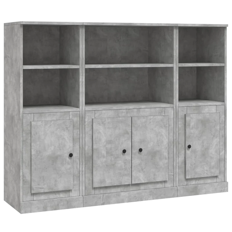 Buffet bahut commode armoire meuble de rangement organisateur cuisine salle de séjour salons 3 pcs bois d'ingénierie gris 02_0037130