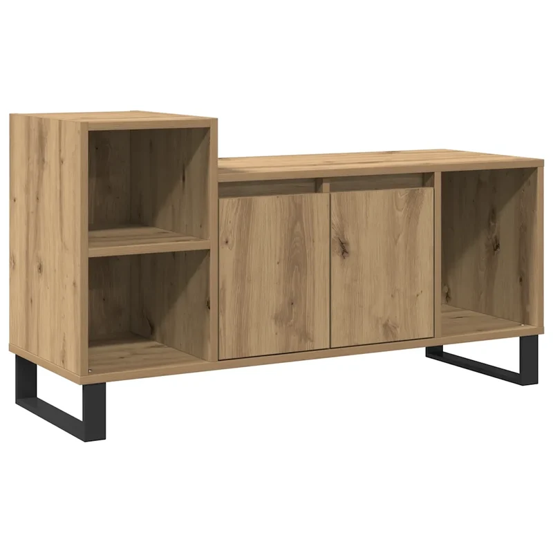 Meuble TV en bois d'ingénierie pratique avec grand espace de rangement 100 x 35 x 55 cm en chêne artisanal 02_0051155
