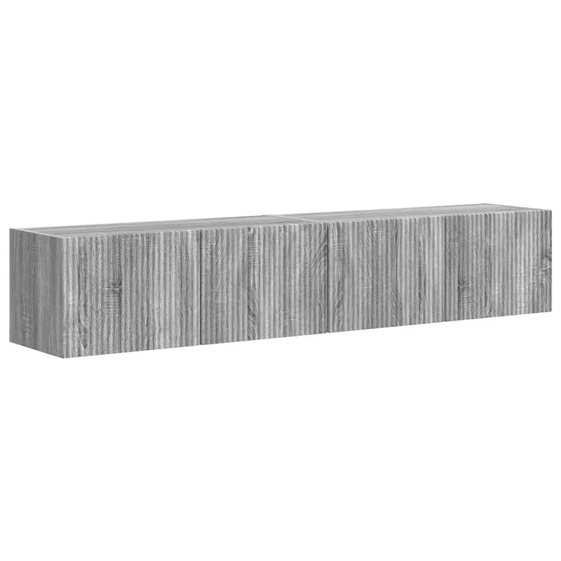Lot de 2 meubles TV muraux modernes avec 4 étagères rangement 78,5 x 31 x 29,5 cm en bois d'ingénierie gris sonoma 02_0054912