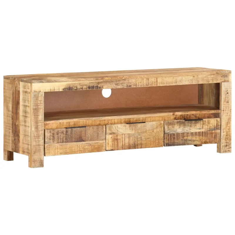 Meuble TV design classique rangement 110 x 30 x 40 cm en bois de manguier brut 02_0046955