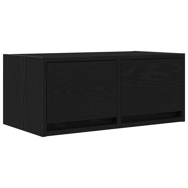 Meuble TV murale compact 60 x 31 x 25 cm rangement pratique design moderne en bois d'ingénierie noir 02_0051673