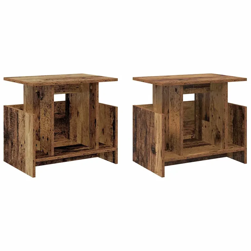 Lot de 2 meubles TV modernes avec rangement 50 x 35 x 45 cm style contemporain en bois ancien 02_0054728