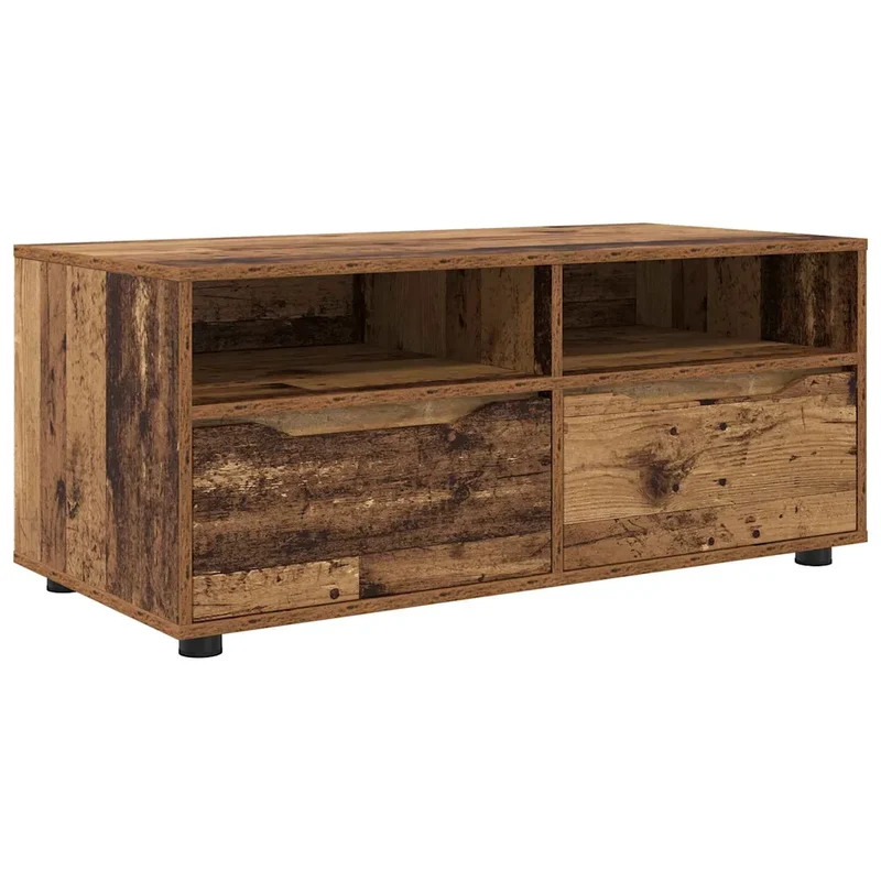 Meuble TV rectangulaire moderne pratique salon 100 x 48 x 43 cm en bois d'ingénierie bois ancien 02_0054669