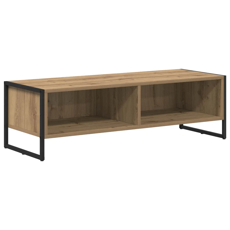 Meuble TV rectangulaire moderne 100 x 36,5 x 30,5 cm espace de rangement pratique en bois d'ingénierie chêne artisan 02_0054558