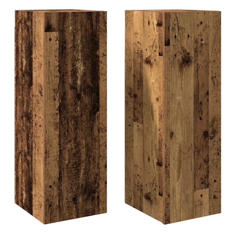 Lot de 2 meubles TV suspendus modernes 30,5 x 30 x 90 cm avec grand espace de rangement style épuré en bois d'ingénierie vieux bois 02_0050875