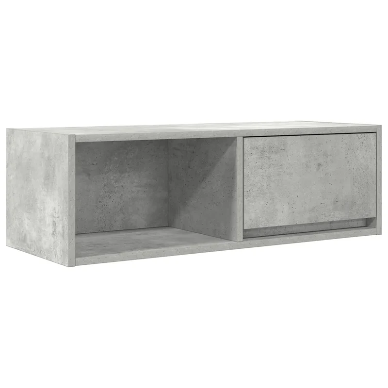 Meuble TV mural peu encombrant avec grand espace de rangement 80 x 31 x 25 cm en bois d'ingénierie gris béton 02_0051649