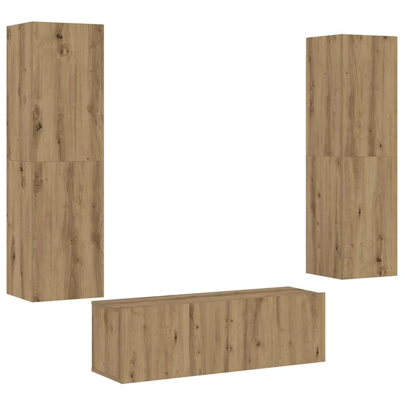 Lot de 3 meubles TV muraux modernes design élégant 100 x 30 x 30 cm en bois d'ingénierie chêne artisanal 02_0055867